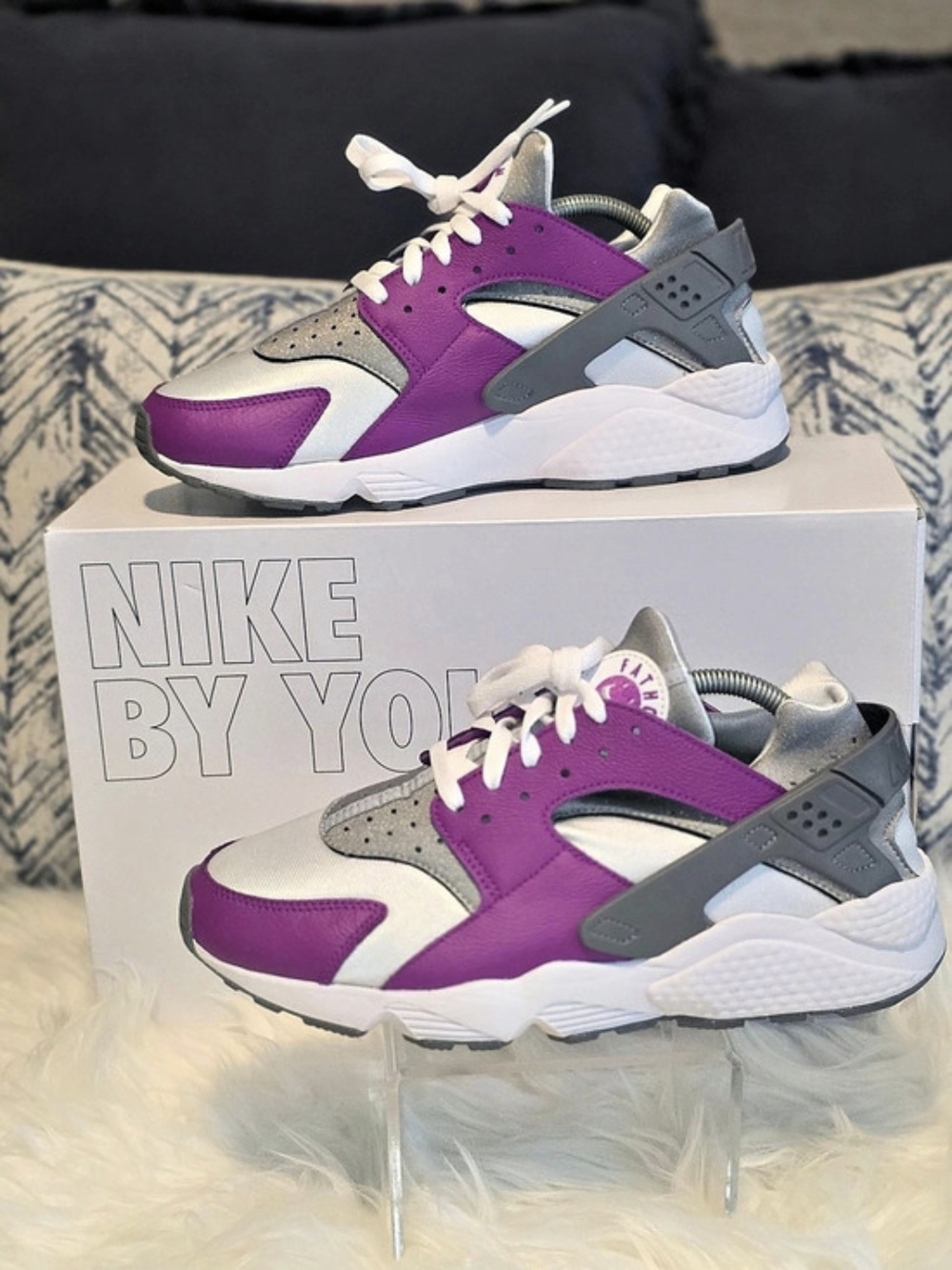 Nike Air Huarache By You Sneakers in Purple & Gray